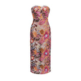 Thérèse sequinembellished embroidered floral colorful midi dress