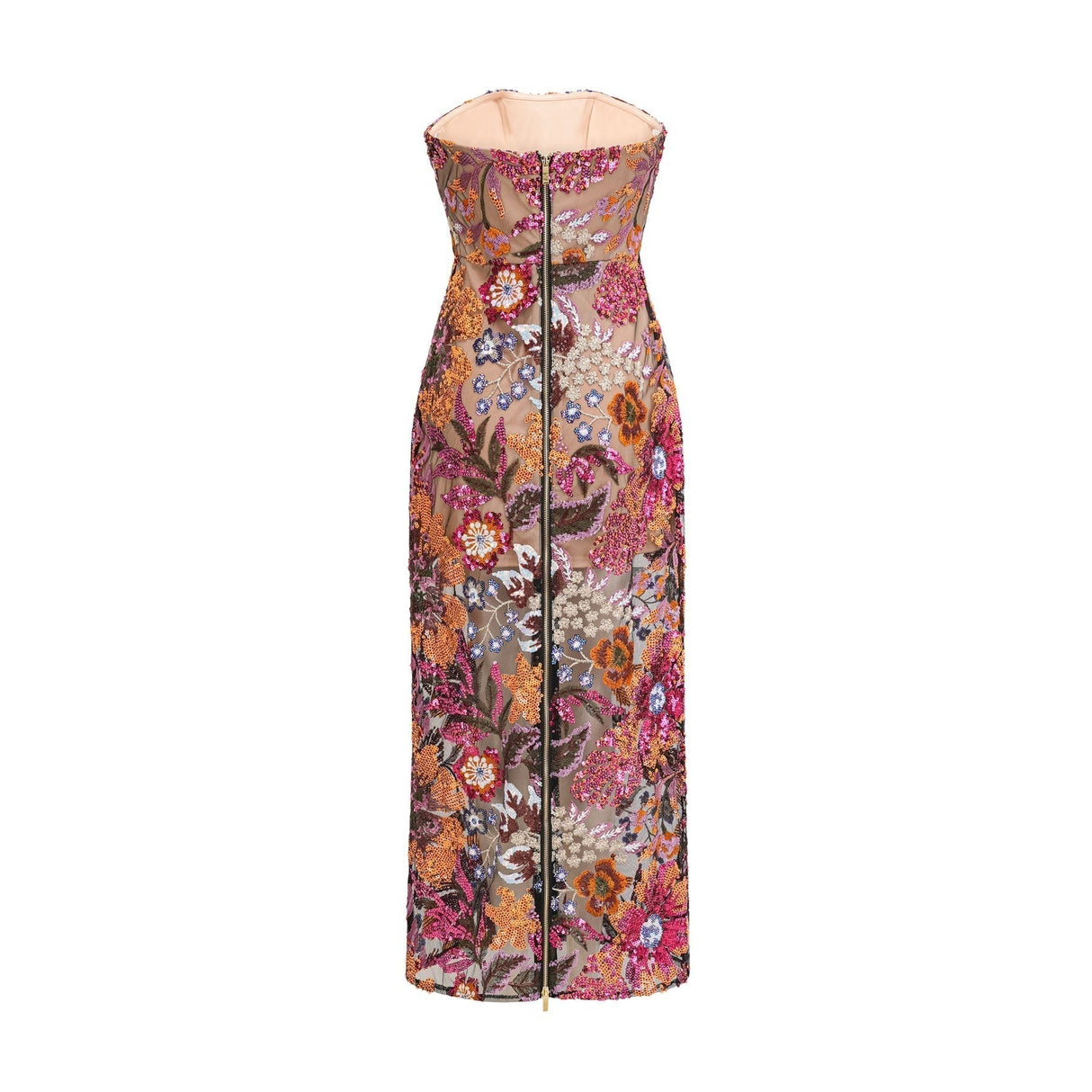 Thérèse Strapless Embroidered Sequin Gown With Floral Motif