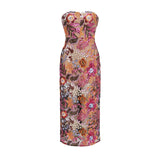 Thérèse Strapless Embroidered Sequin Gown With Floral Motif