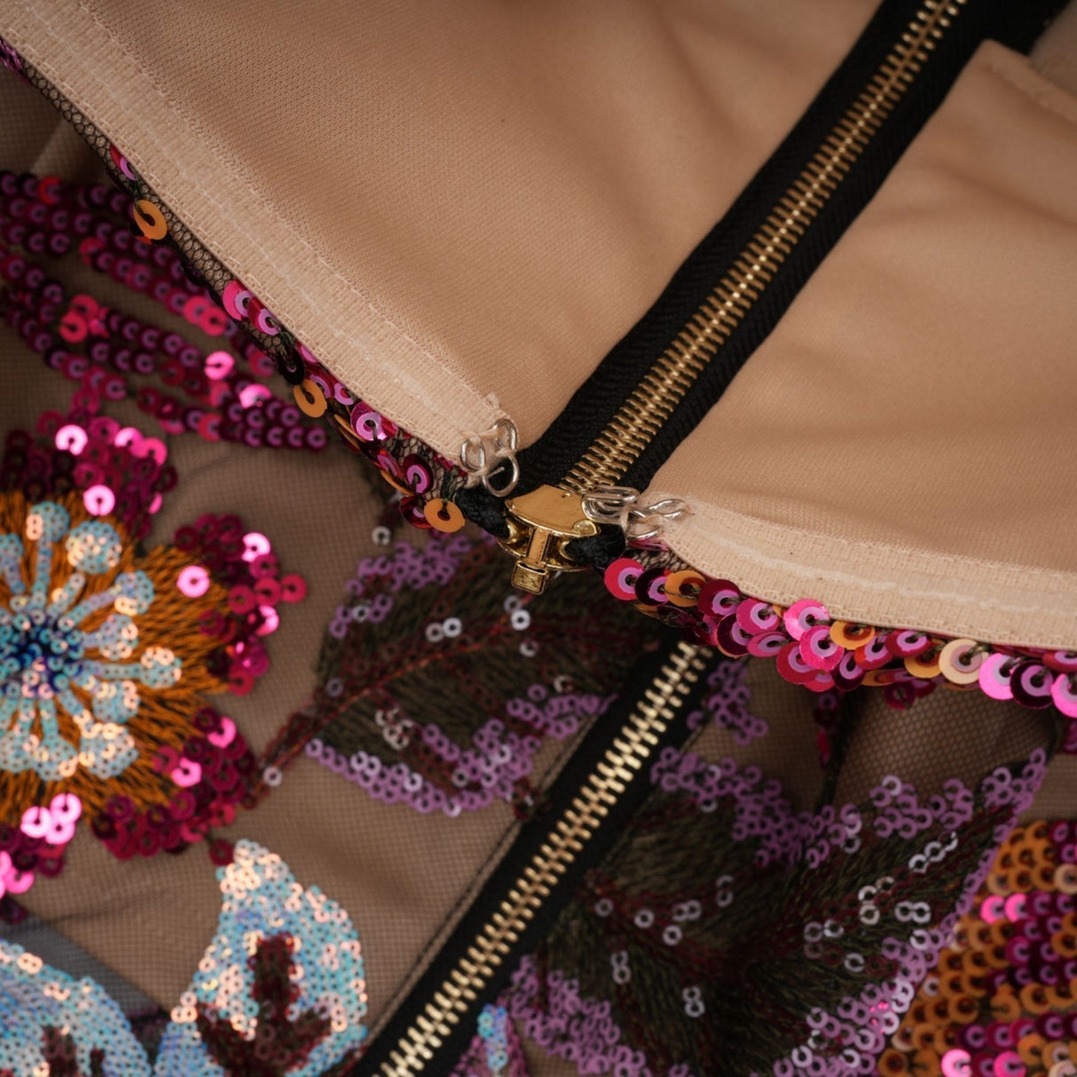 Thérèse Strapless Embroidered Sequin Gown With Floral Motif