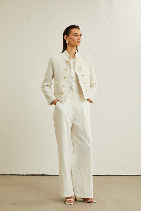 Thérèse white tweed doublebreasted jacket