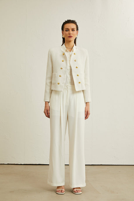 Thérèse white tweed doublebreasted jacket