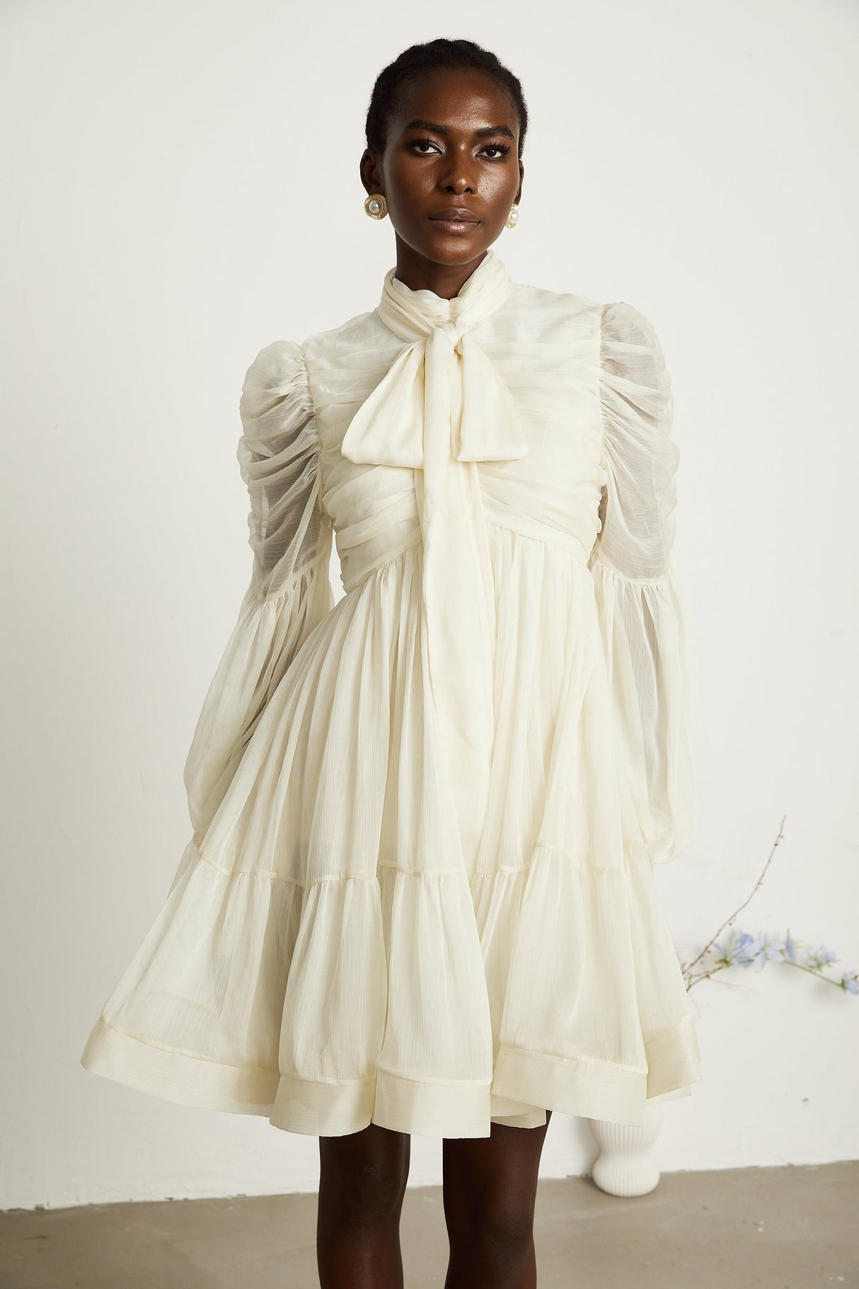 Thibaulte tuckdetail pleated tulle mini dress