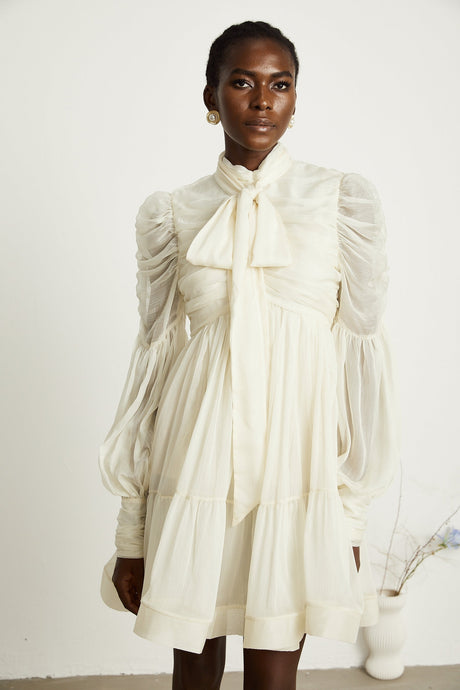 Thibaulte tuckdetail pleated tulle mini dress