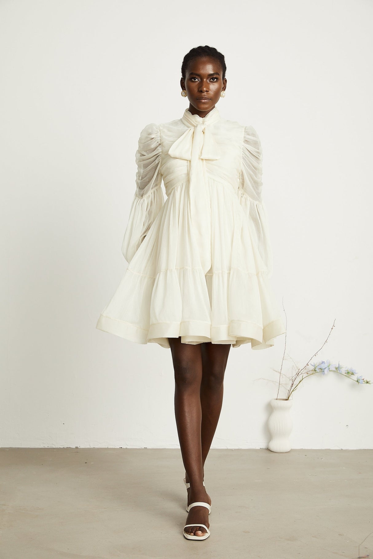 Thibaulte tuckdetail pleated tulle mini dress