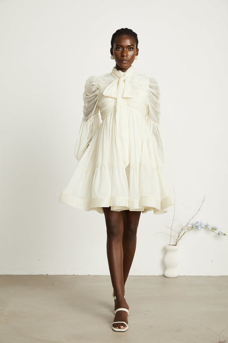 Thibaulte tuckdetail pleated tulle mini dress