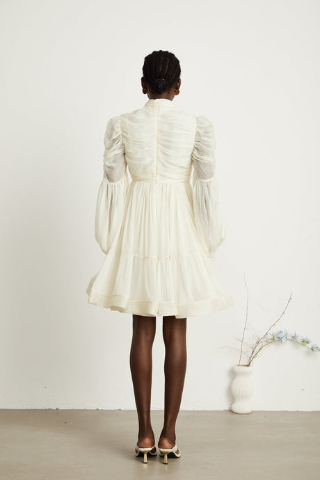 Thibaulte tuckdetail pleated tulle mini dress