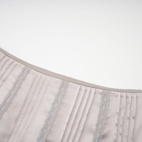 Tiana Skirt Lace Stripes Pleated & Button Fastening Silver