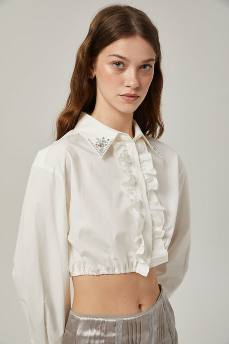 Tiana Skirt Lace Stripes Pleated & Button Fastening Silver