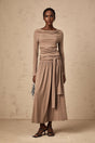 Tinsley Skirt & Top Set Oatmeal Draped Detail Matching Ensemble