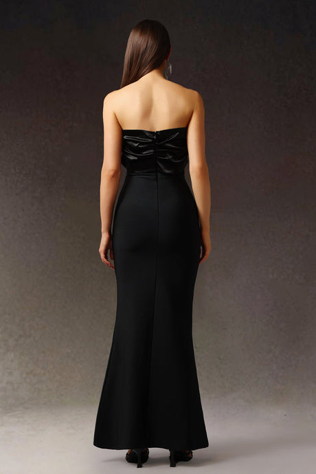 Tiziana Black Strapless Bow Detail Dress