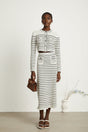 Tiziana Cardigan & Skirt Set in White & Black