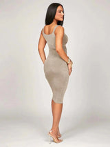 Tiziana Midi Dress - Stand Collar - Wedding - Pencil Hem - Ruched Details - Elegant Style