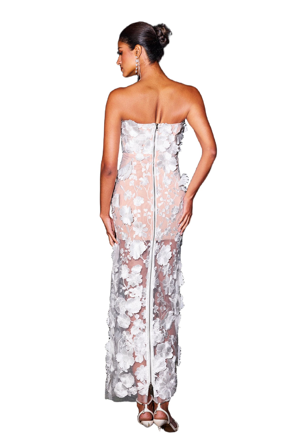 Tiziana White Floral Maxi Dress for Women