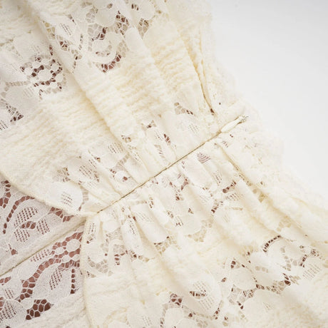 Tonia Maxi Dress Floral Lace Train Design in Neutrals
