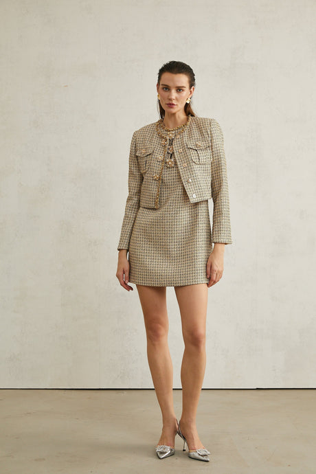 Trinity Jacket Trinity Sequin Tweed Goldtone Cropped