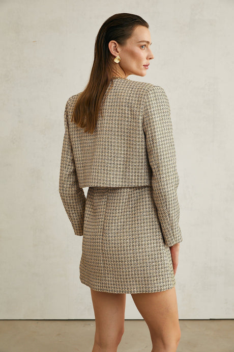 Trinity Jacket Trinity Sequin Tweed Goldtone Cropped