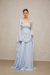 Trinity Maxi Dress Faux - Pearl Embellished Light - Blue