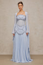 Trinity Maxi Dress Faux - Pearl Embellished Light - Blue