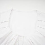 Tullia Shirt White Pleat Detail Thigh Length Self Tie
