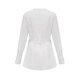 Tullia Shirt White Pleat Detail Thigh Length Self Tie