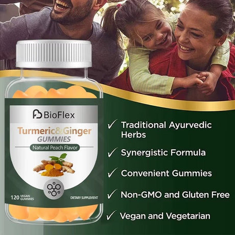 Turmeric 120 Gummies – Ginger & Curcumin for Immune & Joint Support