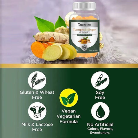 Turmeric 120 Gummies – Ginger & Curcumin for Immune & Joint Support