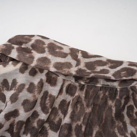 Ursula Blouse with Leopard Print Oversize Sleeves & Attached Scarf