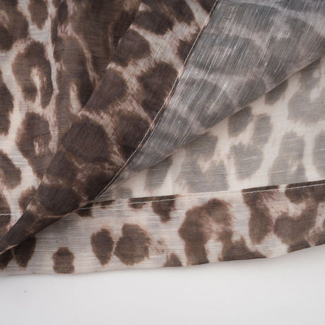 Ursula Blouse with Leopard Print Oversize Sleeves & Attached Scarf