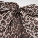 Ursula Blouse with Leopard Print Oversize Sleeves & Attached Scarf