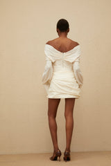 Vada Crop Top - Off - Shoulder - Boned - Lace - Up - Long Sleeve