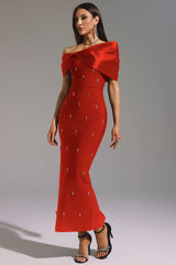Valentina Red Diamond One-Shoulder Dress