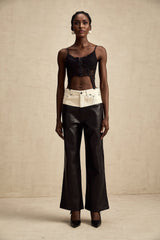 Valentina Trousers Black Contrast - Color Chic Wide Leg