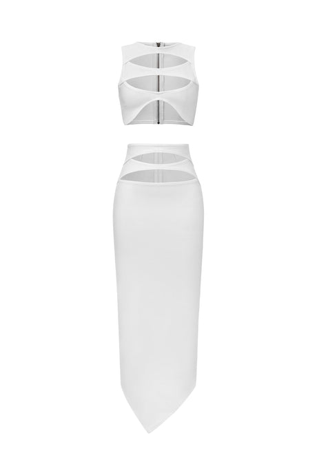 Valentina White Hollow Out Maxi Dress