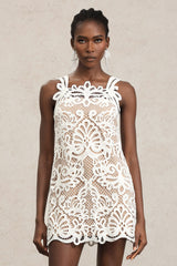 Valentina White Lace Halter Mini Dress