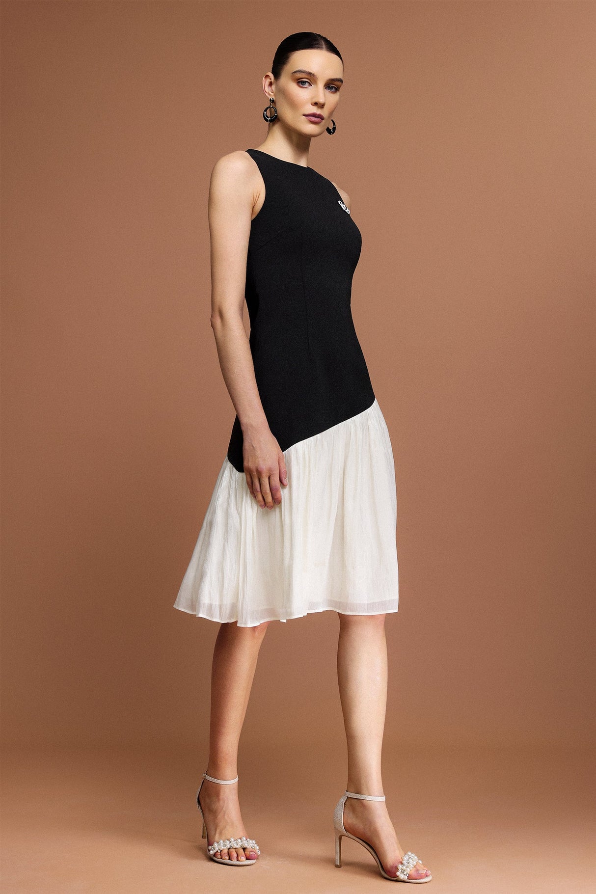 Valeria Black Asymmetric Flower Dress