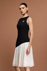 Valeria Black Floral Embellished Asymmetric Dress