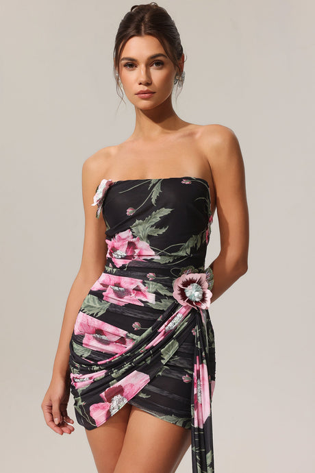 Valeria Black Floral Mini Dress