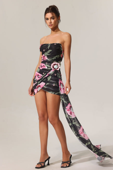 Valeria Black Floral Mini Dress