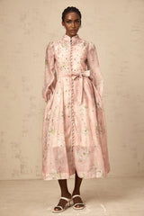 Valeria Midi Dress Floral Crystal Embellished Pink