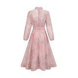 Valeria Midi Dress Floral Crystal Embellished Pink