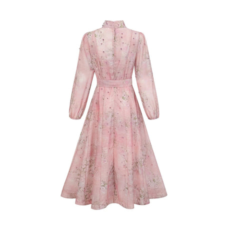 Valeria Midi Dress Floral Crystal Embellished Pink