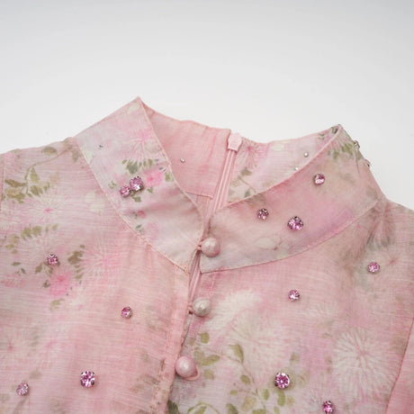 Valeria Midi Dress Floral Crystal Embellished Pink