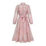 Valeria Midi Dress Floral Crystal Embellished Pink