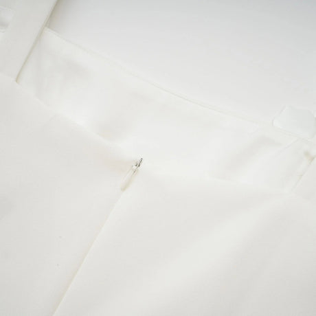 Valeria Midi Dress White Faux - Flower Square - Neck