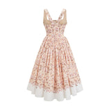 Valeria Midi Dress Yellow Floral Print Buttoned Front Slit - Elegant Pleat