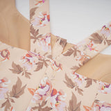 Valeria Midi Dress Yellow Floral Print Buttoned Front Slit - Elegant Pleat