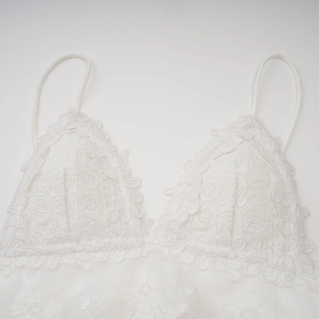 Valeria white guipurelace tiered mini dress