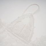 Valeria white guipurelace tiered mini dress
