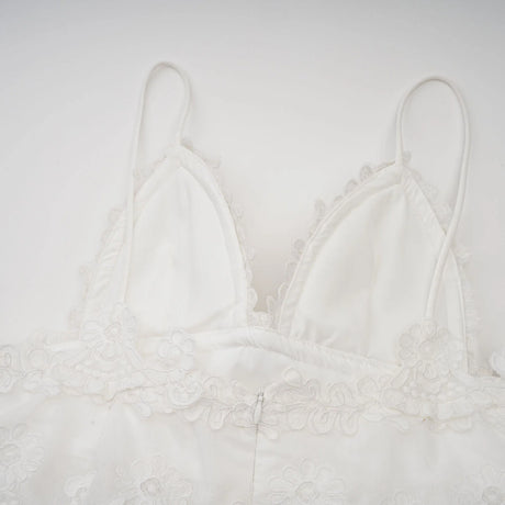 Valeria white guipurelace tiered mini dress